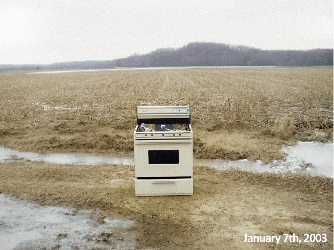 an oven in a field